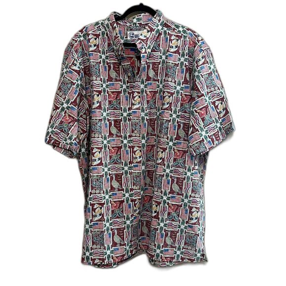 NWT Reyn Spooner Hawaiian Shirt Men 3XL Red Flag American Union Jack Button Down - Picture 1 of 7